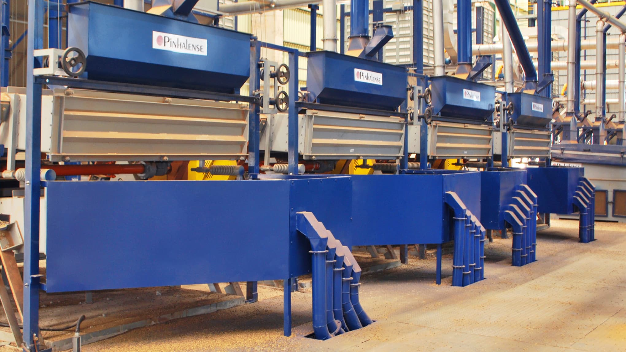 Classificadores de café Pinhalense em armazém de café.